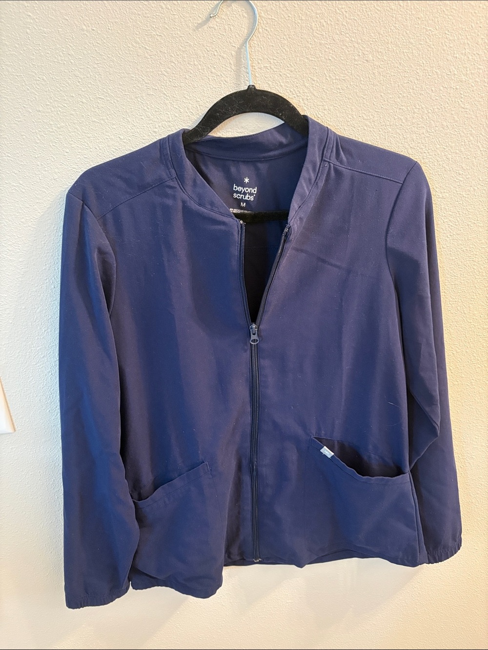 Women's Navy Scrub Zip-Front Jacket